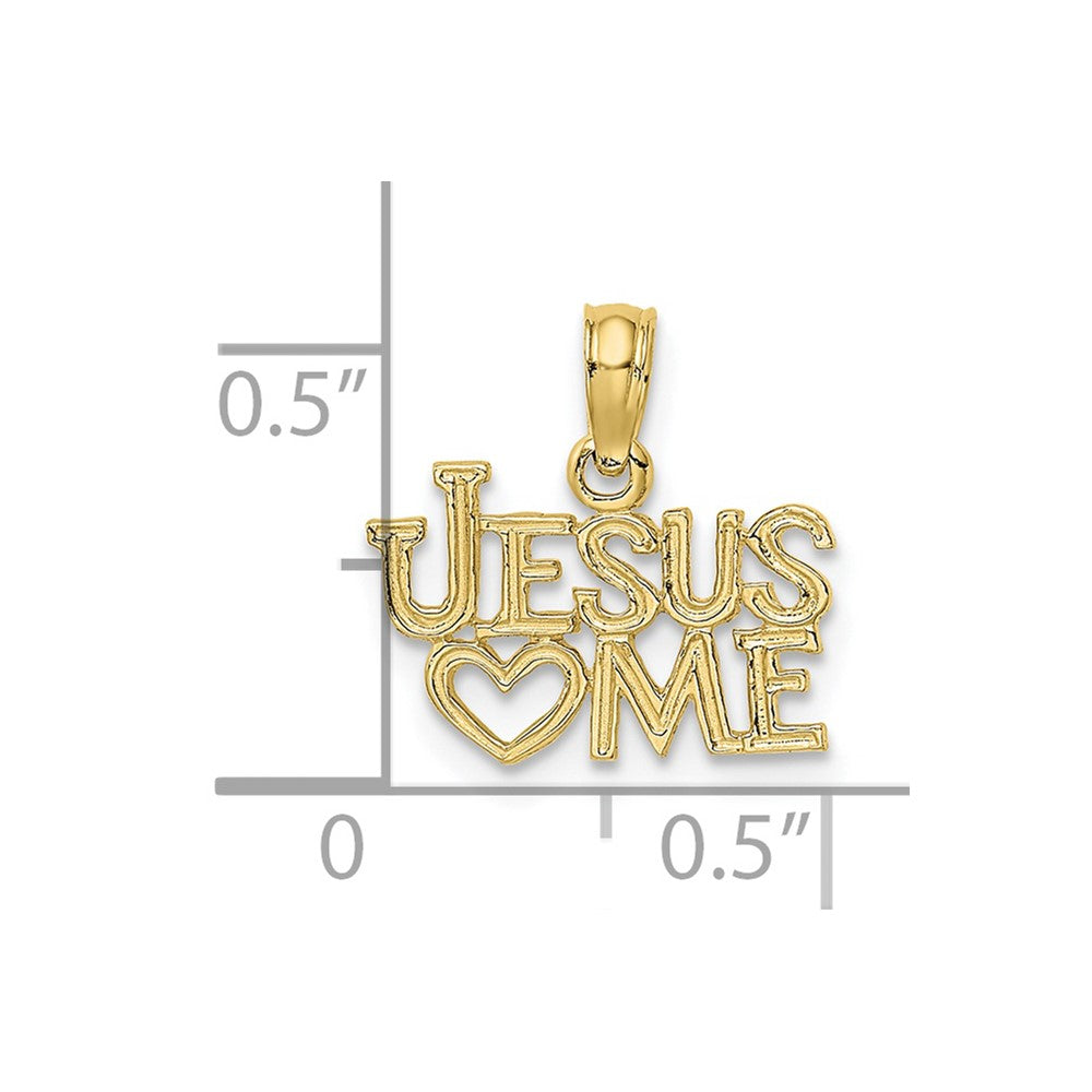 10k Yellow Gold 14 mm Polished / Engraved JESUS HEART ME Charm (0.57 grams)