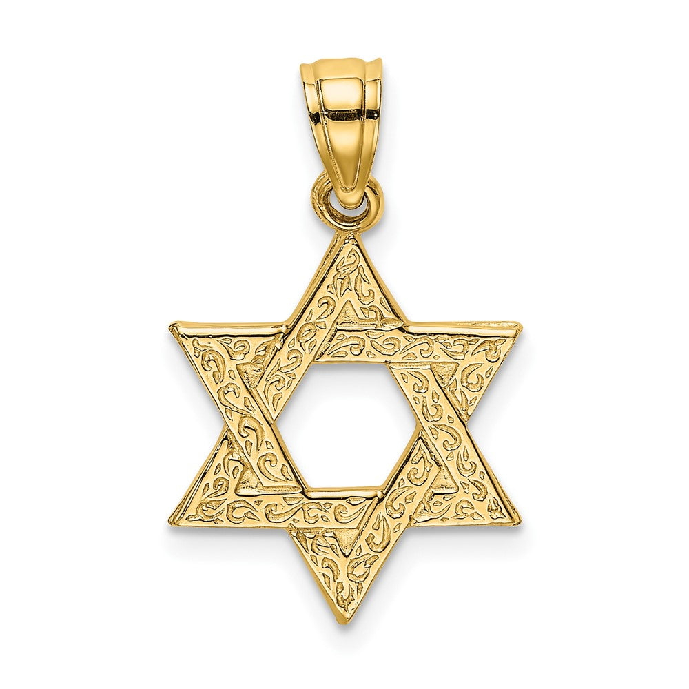 10k Yellow Gold 13 mm Engraved Swirls Star Of David Charm (0.82 grams)