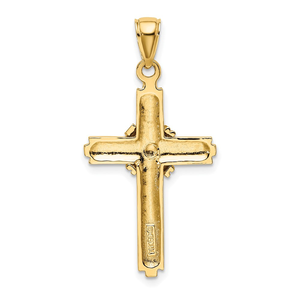 10k Yellow Gold 18.2 mm Beaded Center Design Cross Charm (2.12 grams)