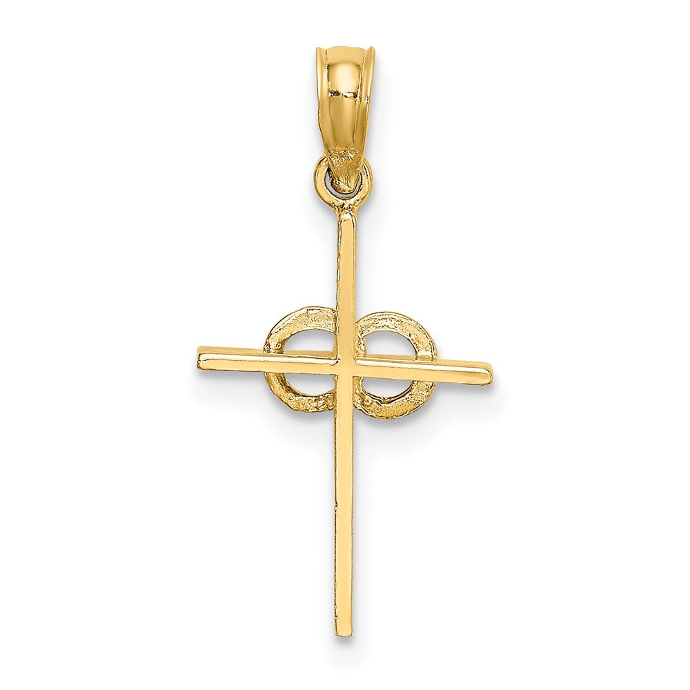 10k Yellow Gold 12 mm Polished Infinity Circles Cross Charm (0.63 grams)