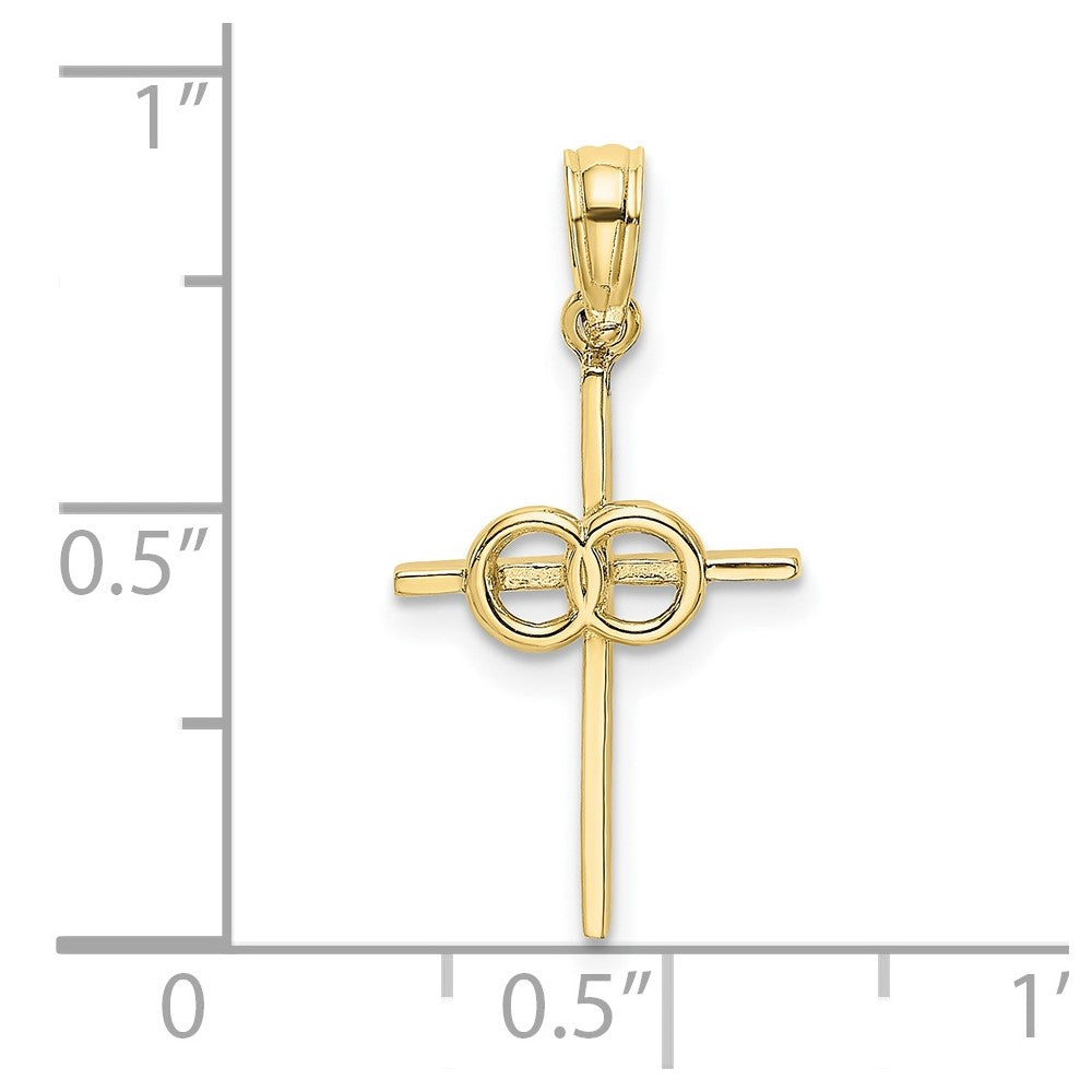 10k Yellow Gold 12 mm Polished Infinity Circles Cross Charm (0.63 grams)