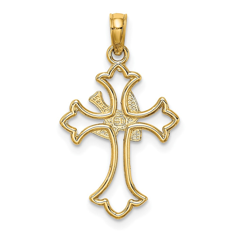 10k Yellow Gold 14 mm Cut-Out Dove Center Cross Charm (0.73 grams)