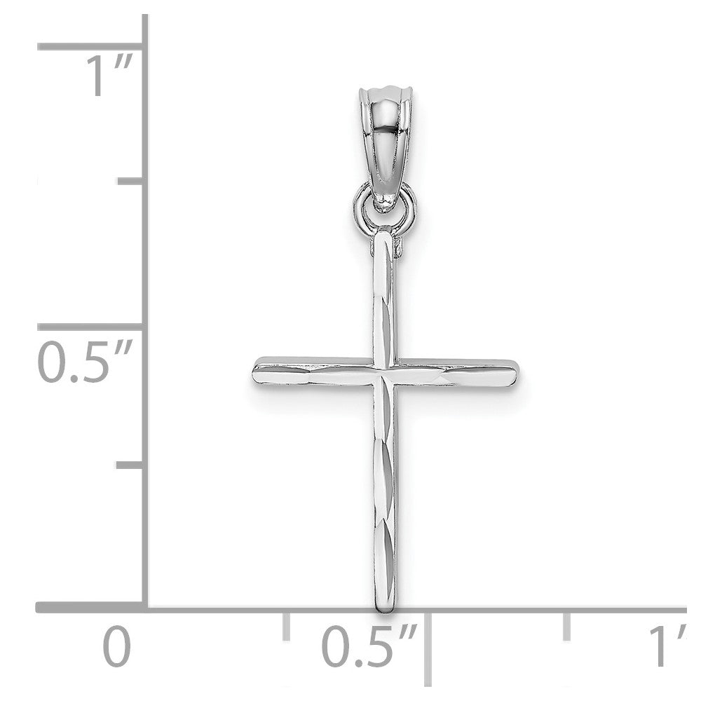 10k White Gold 12 mm  D/C and Polished Cross Charm