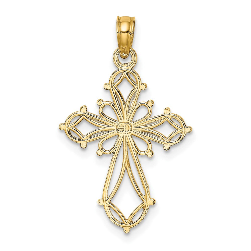 10k Yellow Gold 15 mm Cut-Out Fancy Cross Charm (0.89 grams)