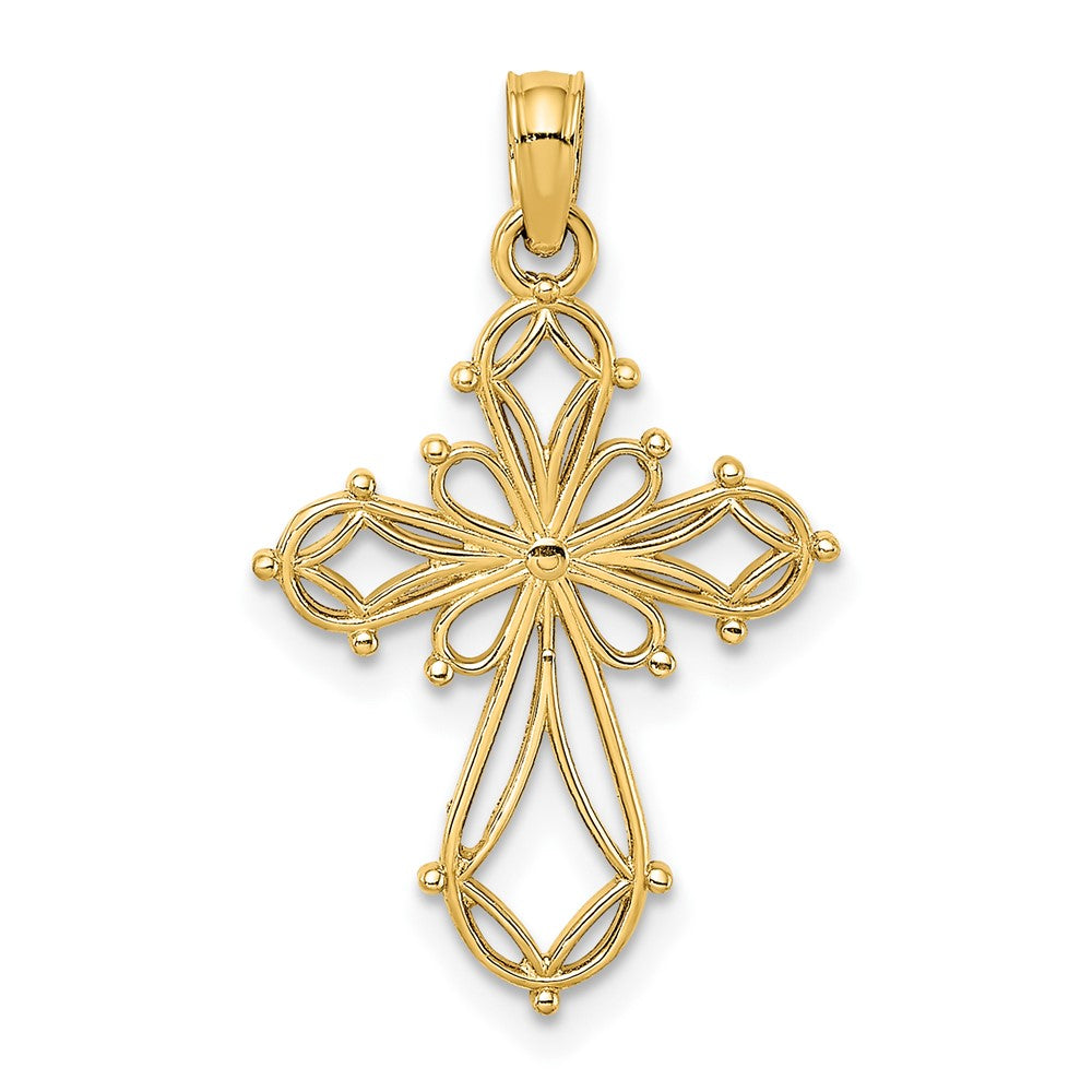 10k Yellow Gold 15 mm Cut-Out Fancy Cross Charm (0.89 grams)