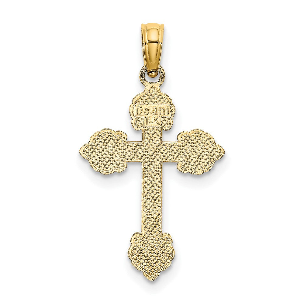 10k Yellow Gold 14 mm Polished and Textured Fancy Cross Charm (0.63 grams)