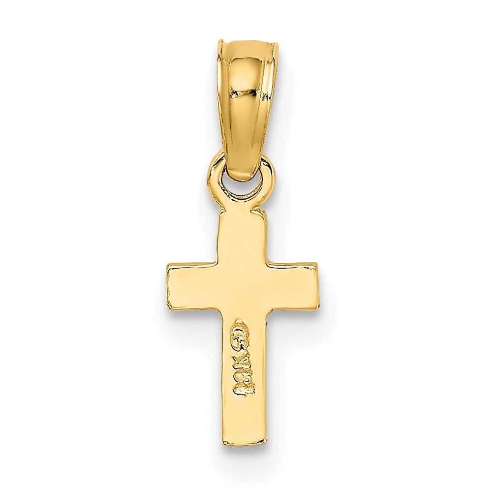 10k Yellow Gold 6 mm Polished and Engraved Mini Cross Charm (0.28 grams)