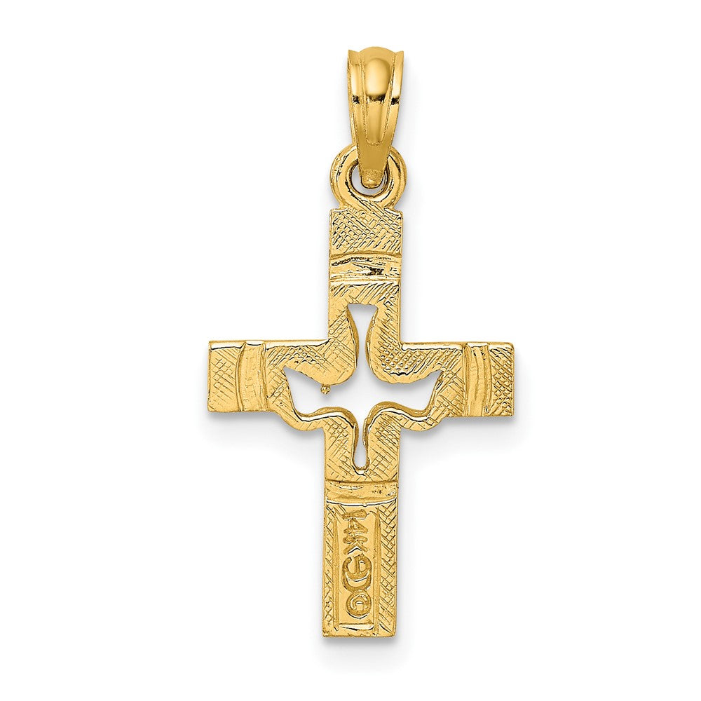 10k Yellow Gold 12 mm Dove In Cross Charm (0.67 grams)