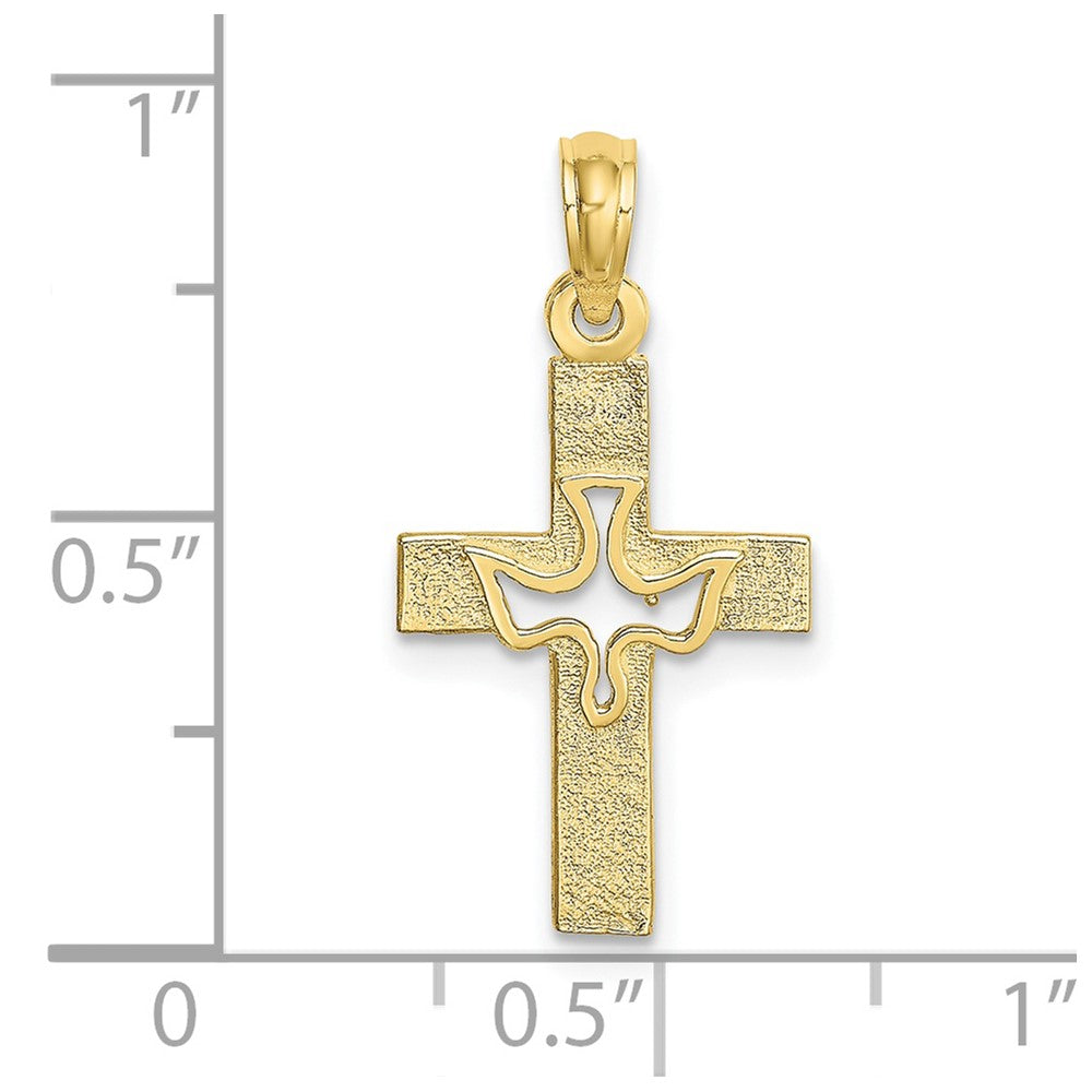 10k Yellow Gold 12 mm Dove In Cross Charm (0.67 grams)