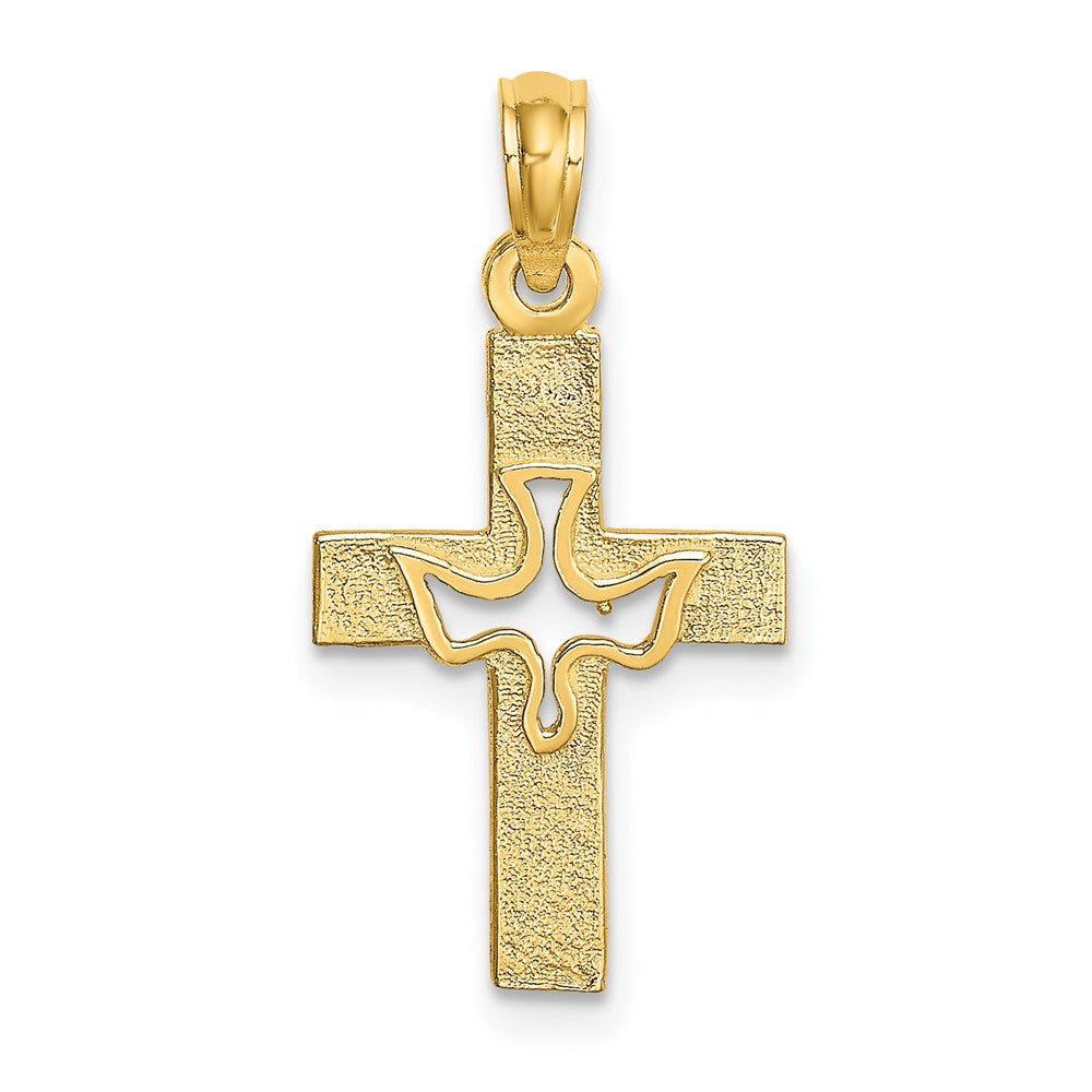 10k Yellow Gold 12 mm Dove In Cross Charm (0.67 grams)