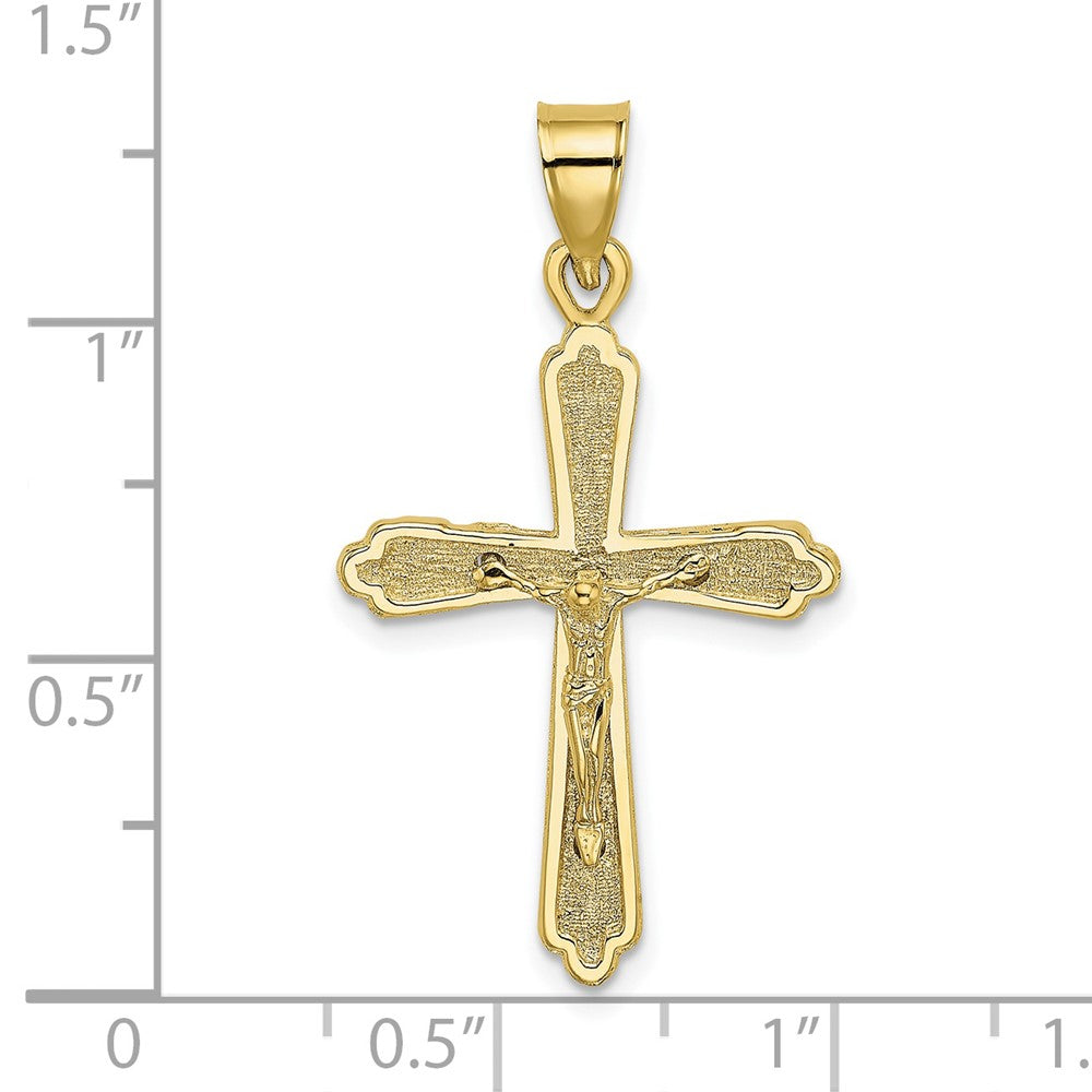 10k Yellow Gold 20 mm Textured Jesus Crucifix Charm (1.47 grams)