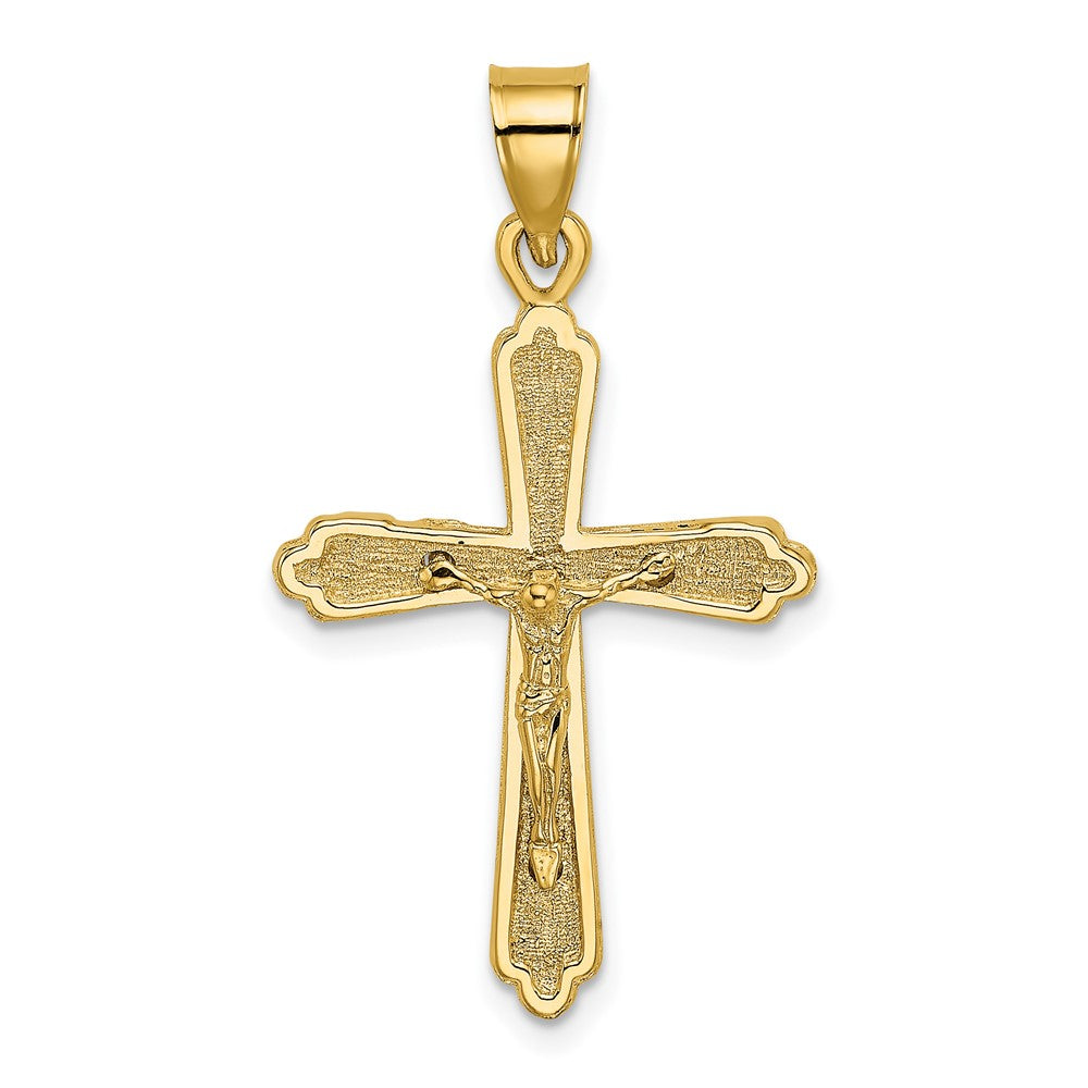 10k Yellow Gold 20 mm Textured Jesus Crucifix Charm (1.47 grams)