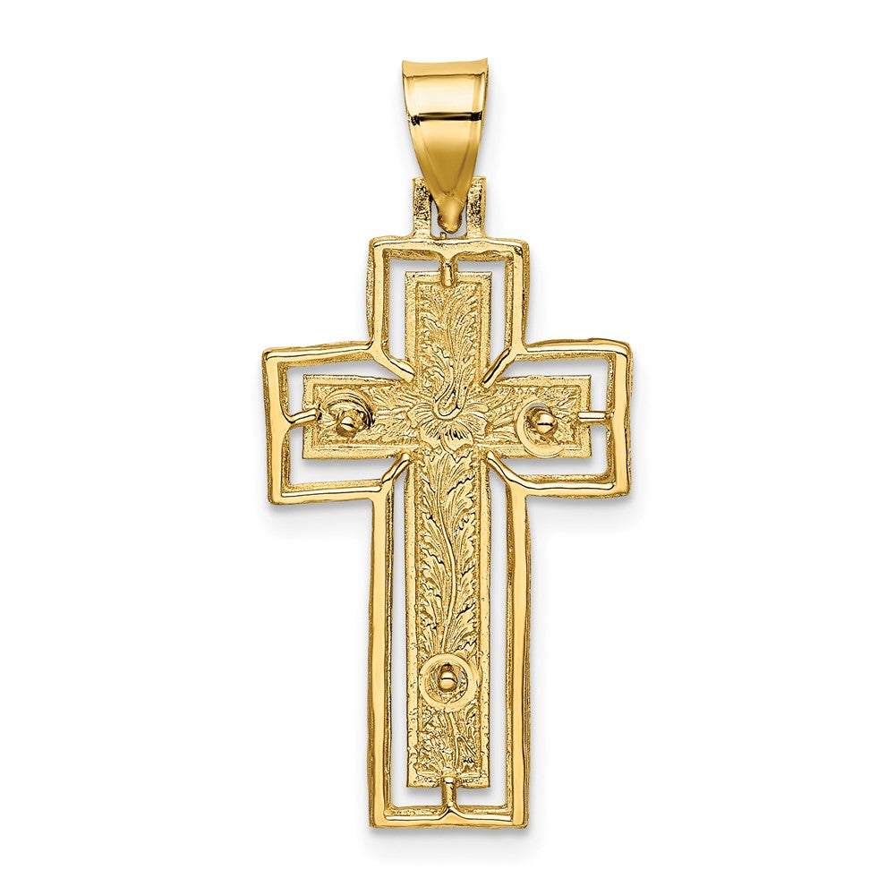 10k Yellow Gold 15 mm Textured Jesus Crucifix w/ Frame Charm (2.16 grams)