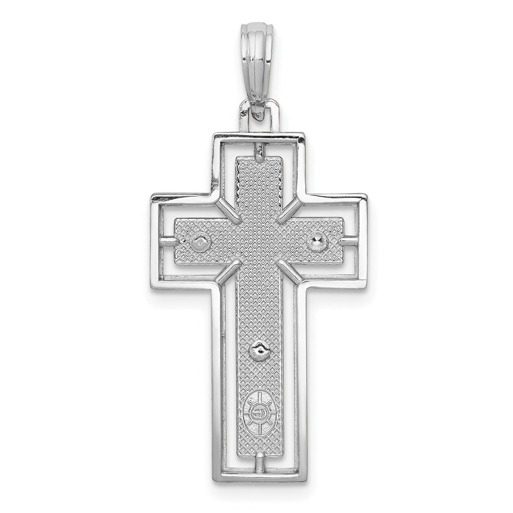 10k White Gold 15 mm  Textured Jesus Crucifix w/ Frame Charm (2.08 grams)