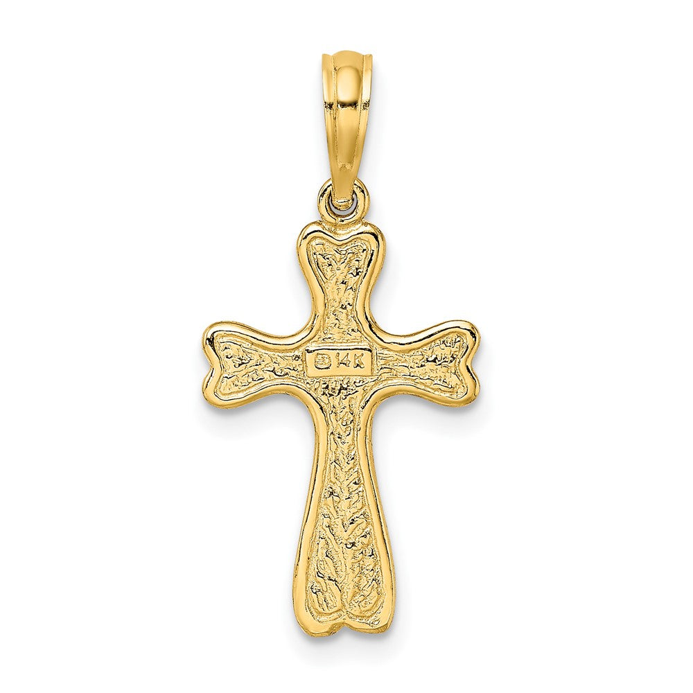 10k Yellow Gold 12 mm Cross w/ Textured Heart Edges Design Charm (1 grams)