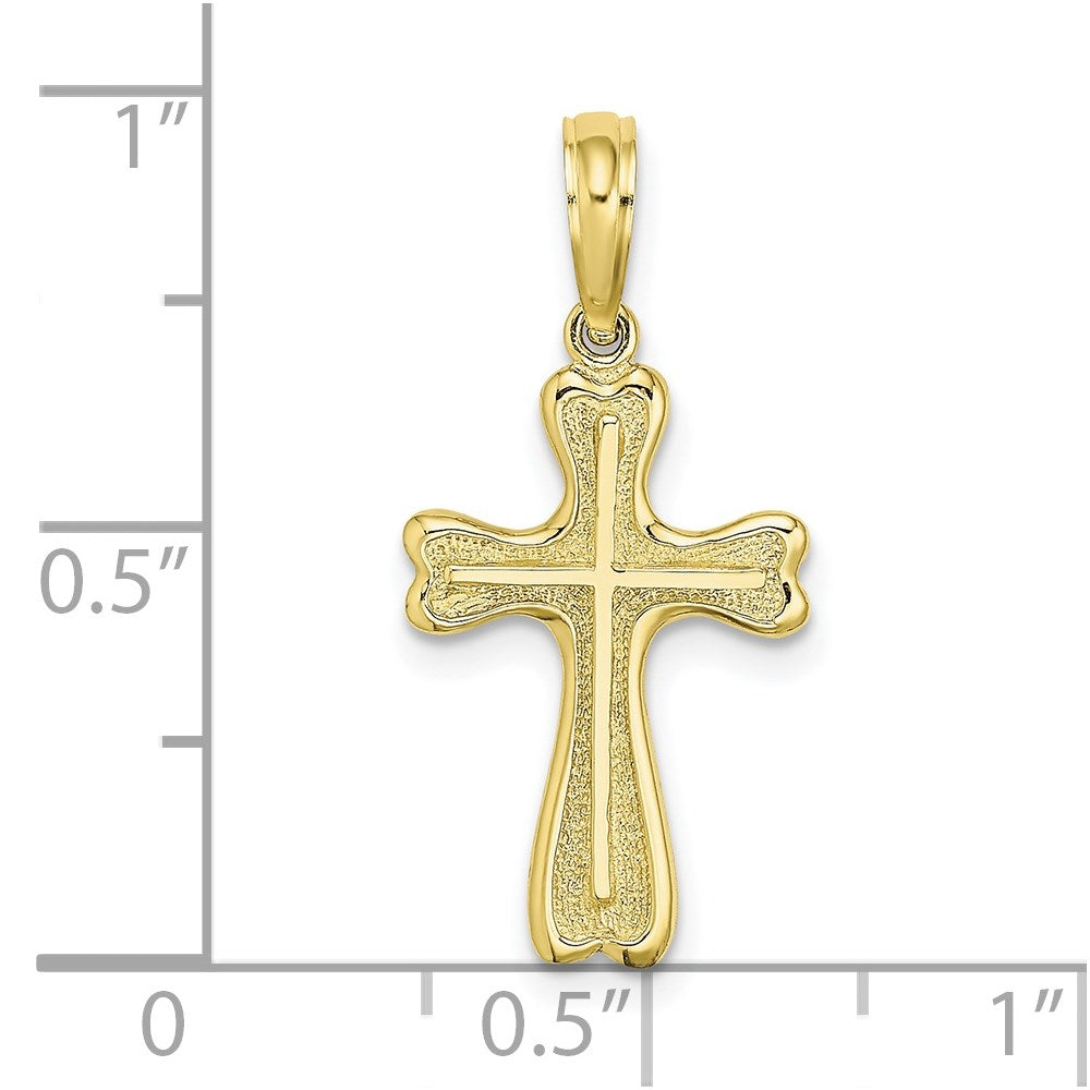 10k Yellow Gold 12 mm Cross w/ Textured Heart Edges Design Charm (1 grams)