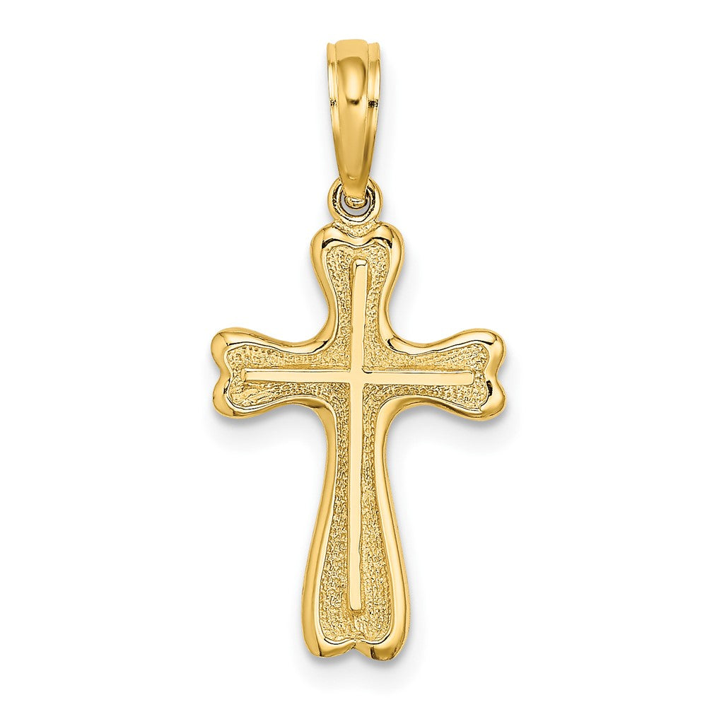 10k Yellow Gold 12 mm Cross w/ Textured Heart Edges Design Charm (1 grams)