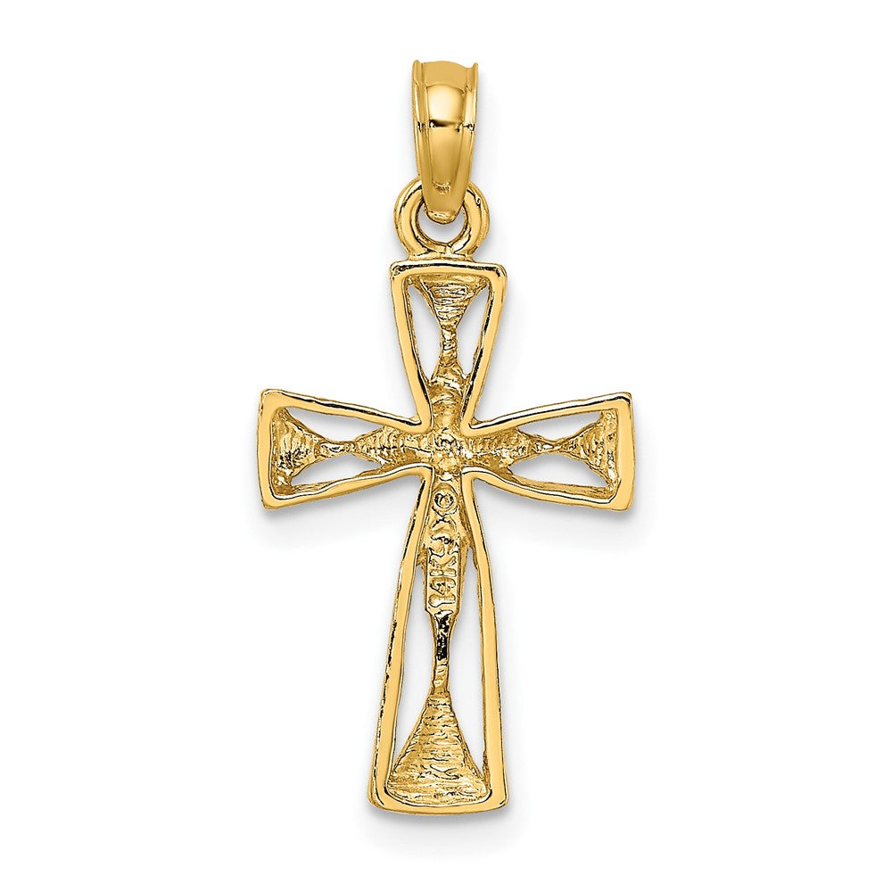 10k Yellow Gold 13 mm Cut-Out Cross w/ Triangle Ends Charm (0.93 grams)