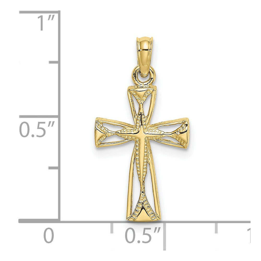 10k Yellow Gold 13 mm Cut-Out Cross w/ Triangle Ends Charm (0.93 grams)