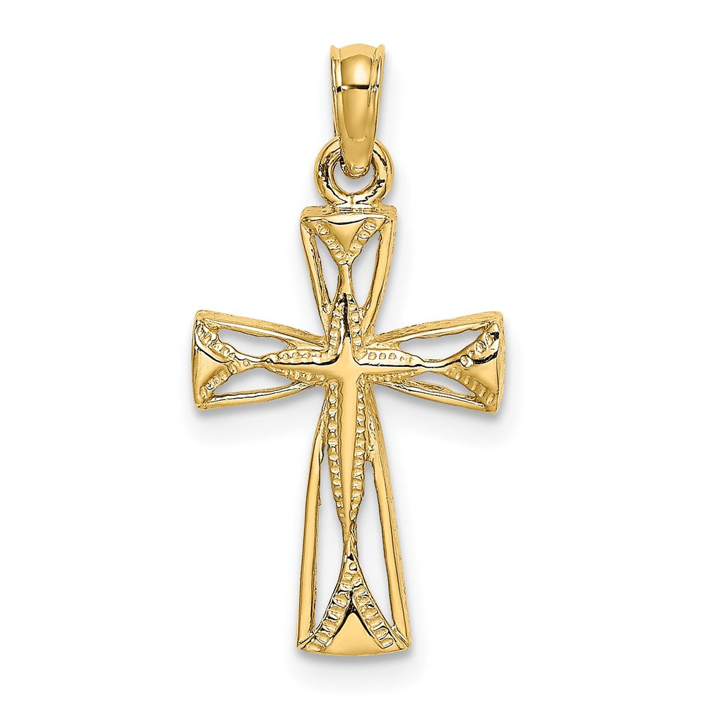 10k Yellow Gold 13 mm Cut-Out Cross w/ Triangle Ends Charm (0.93 grams)