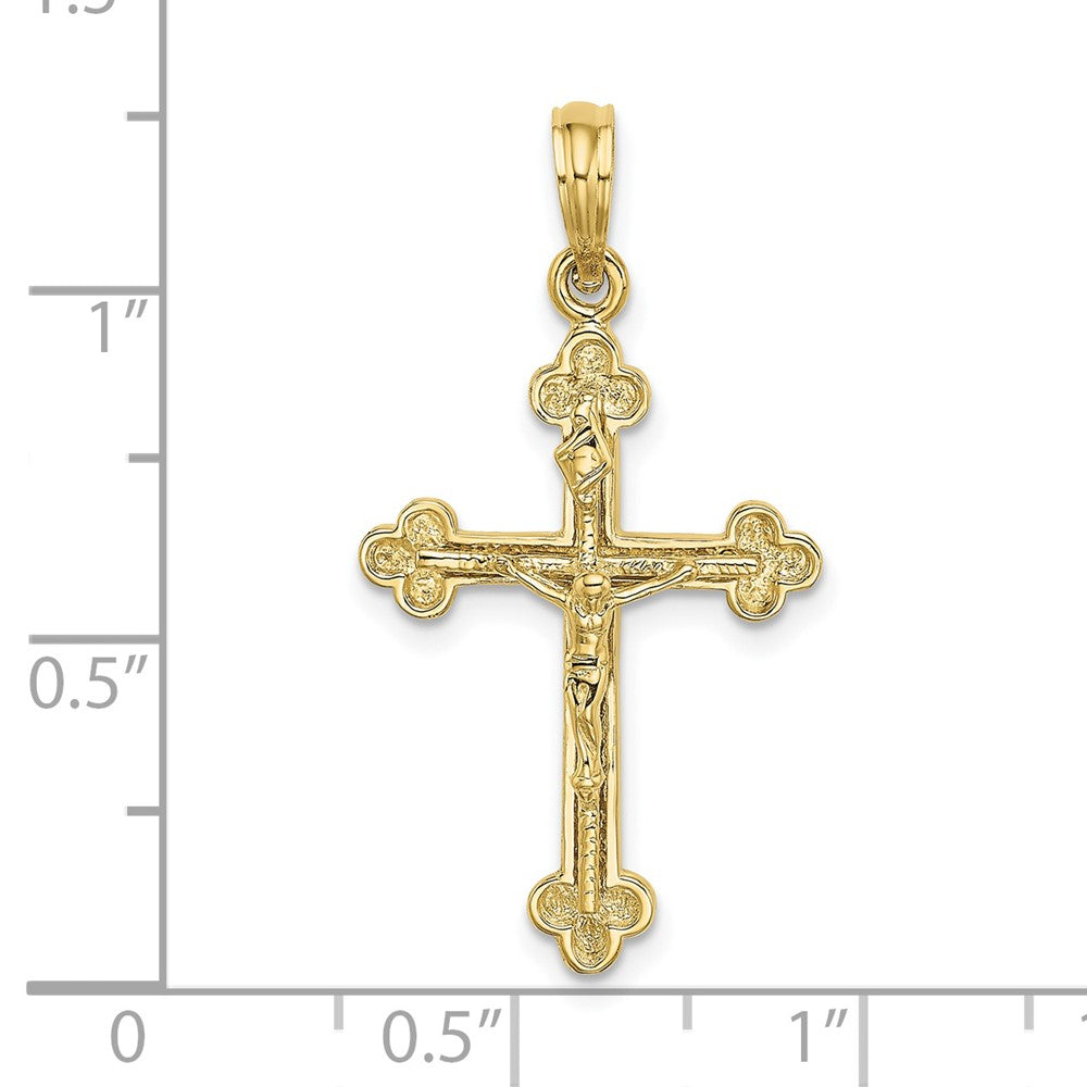 10k Yellow Gold 17 mm Narrow Budded Jesus Crucifix Charm (1.62 grams)