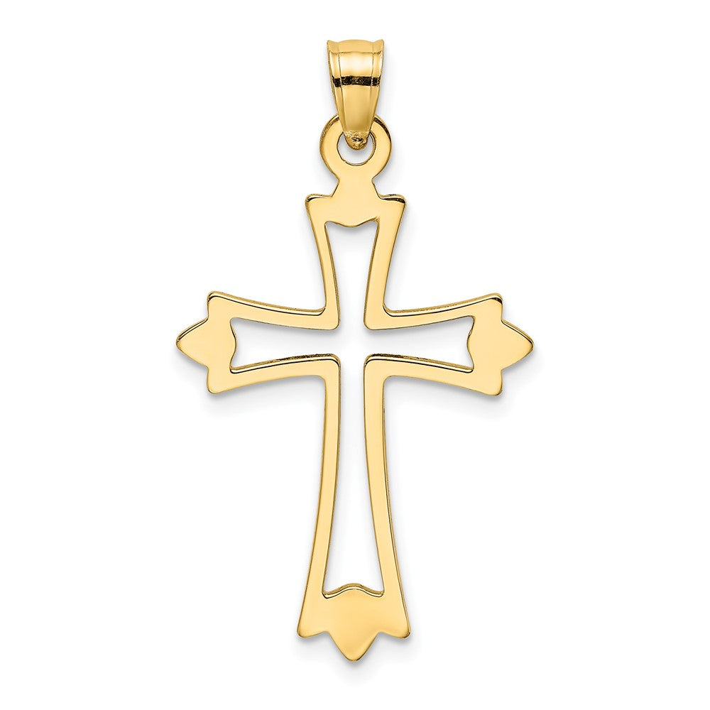 10k Yellow Gold 17 mm Polished and Cut-Out Cross Charm (0.87 grams)