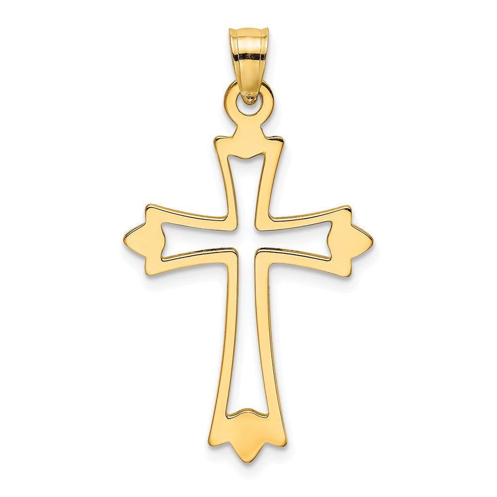 10k Yellow Gold 17 mm Polished and Cut-Out Cross Charm (0.87 grams)