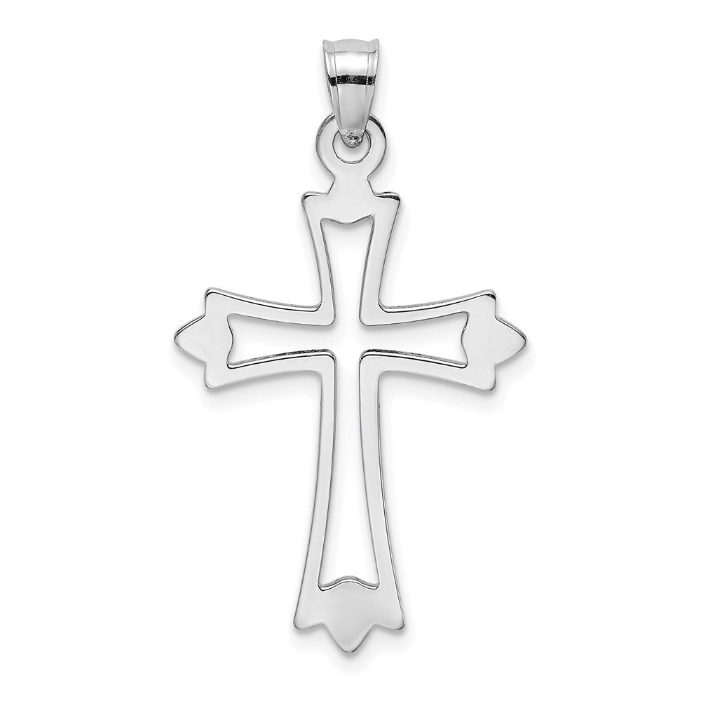 10k White Gold 19 mm  Polished Cut-Out Cross Charm (0.87 grams)