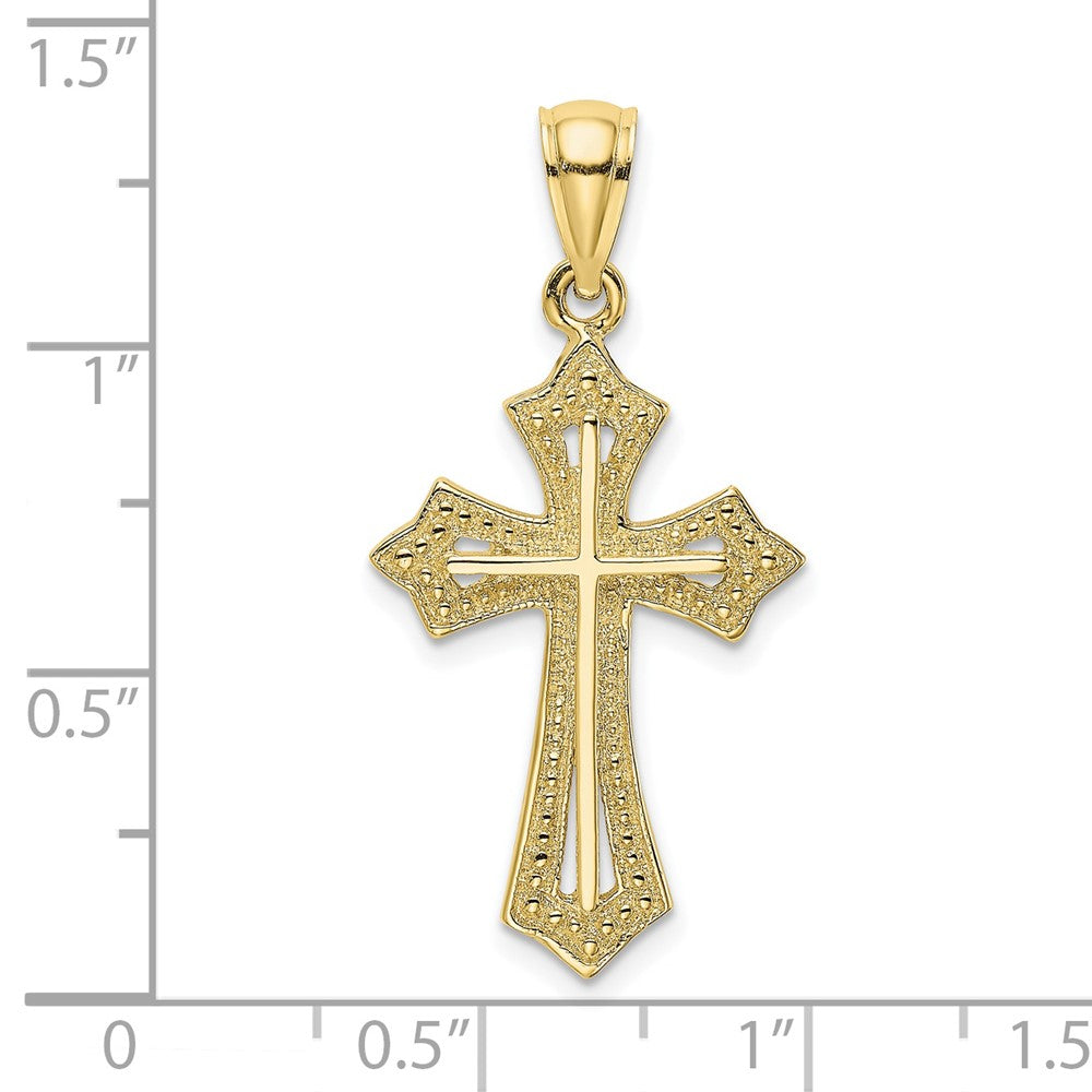 10k Yellow Gold 15 mm Beaded Cross Charm (1.74 grams)