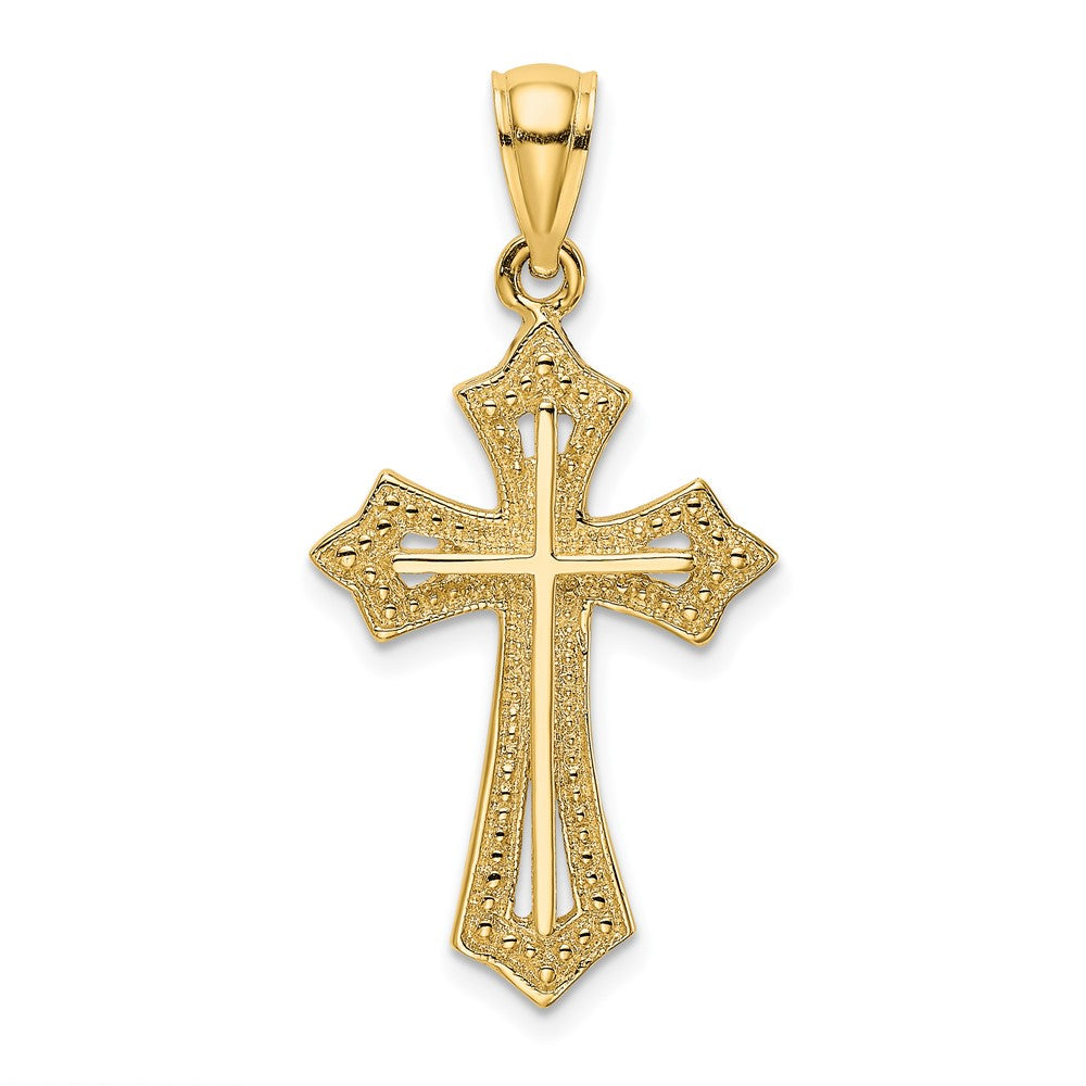 10k Yellow Gold 15 mm Beaded Cross Charm (1.74 grams)