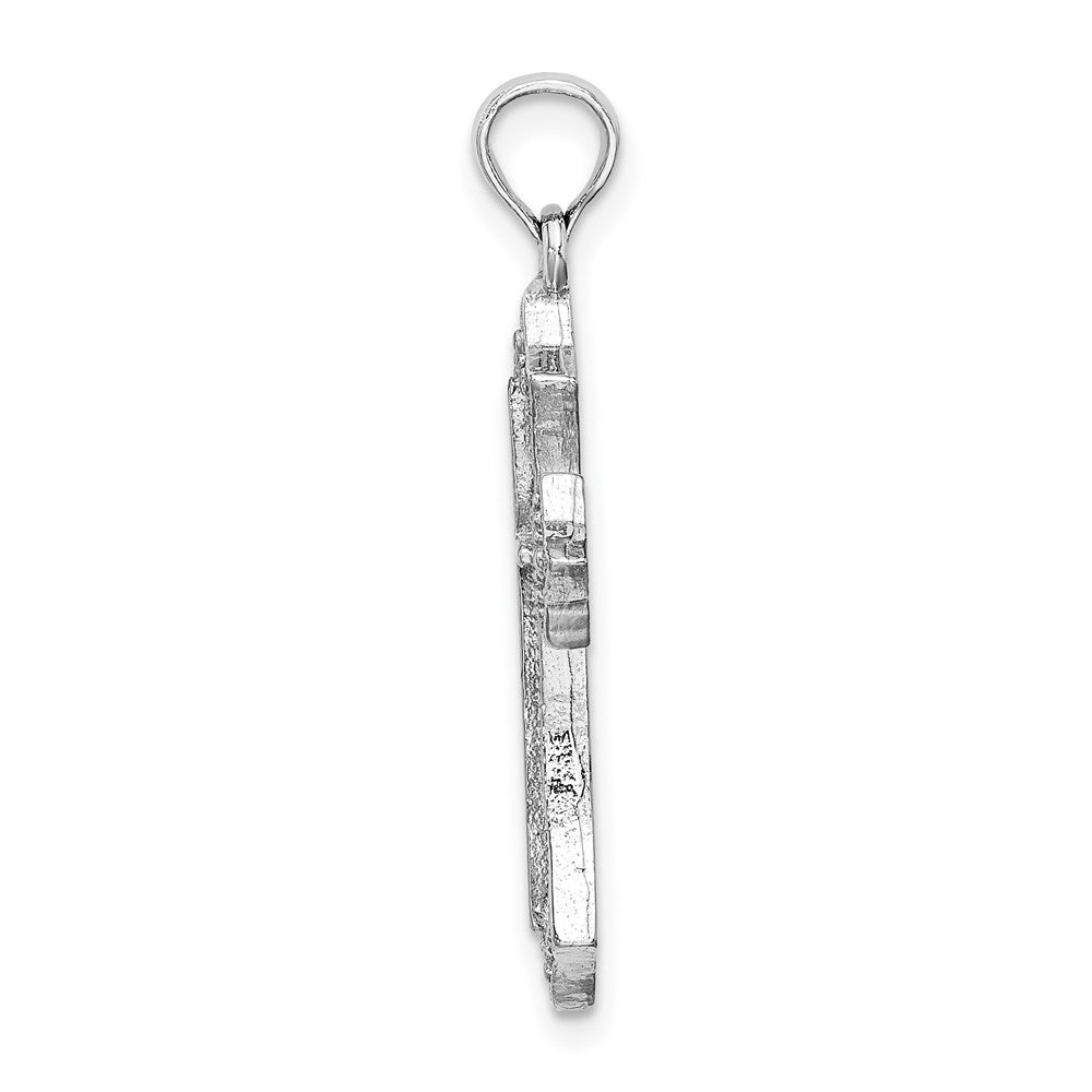 10k White Gold 17 mm  Beaded Cross Charm (1.51 grams)