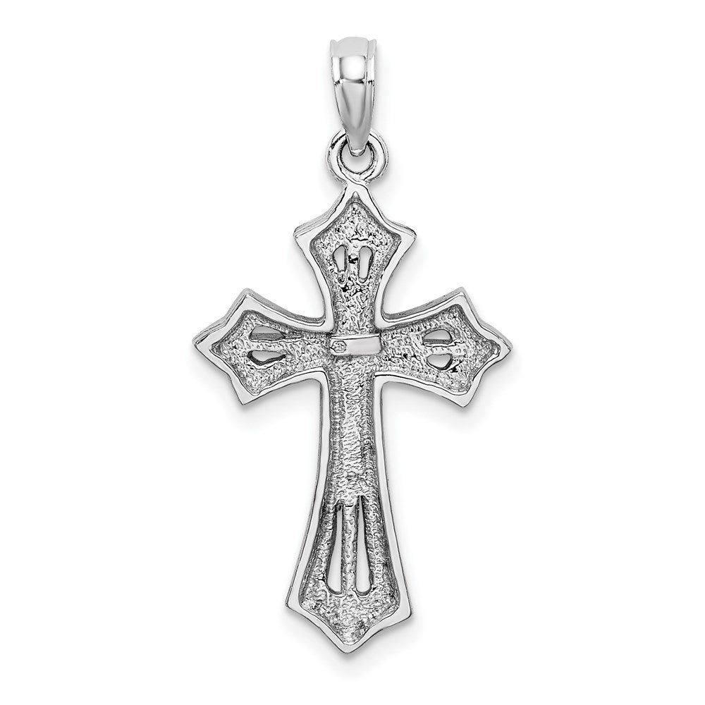 10k White Gold 17 mm  Beaded Cross Charm (1.51 grams)