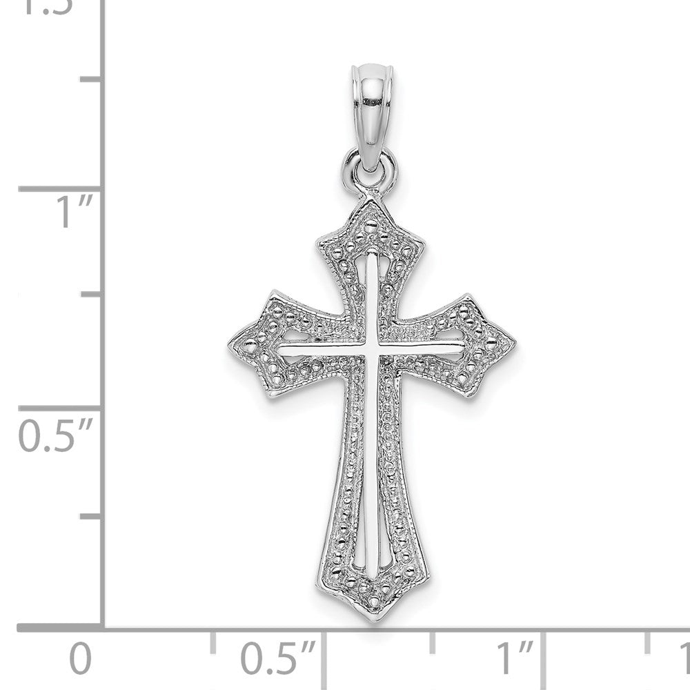 10k White Gold 17 mm  Beaded Cross Charm (1.51 grams)