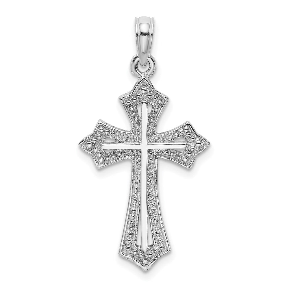 10k White Gold 17 mm  Beaded Cross Charm (1.51 grams)