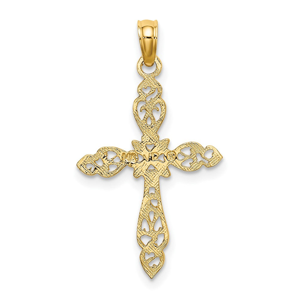 10k Yellow Gold 16 mm Polished Cut-Out Cross Charm (0.65 grams)