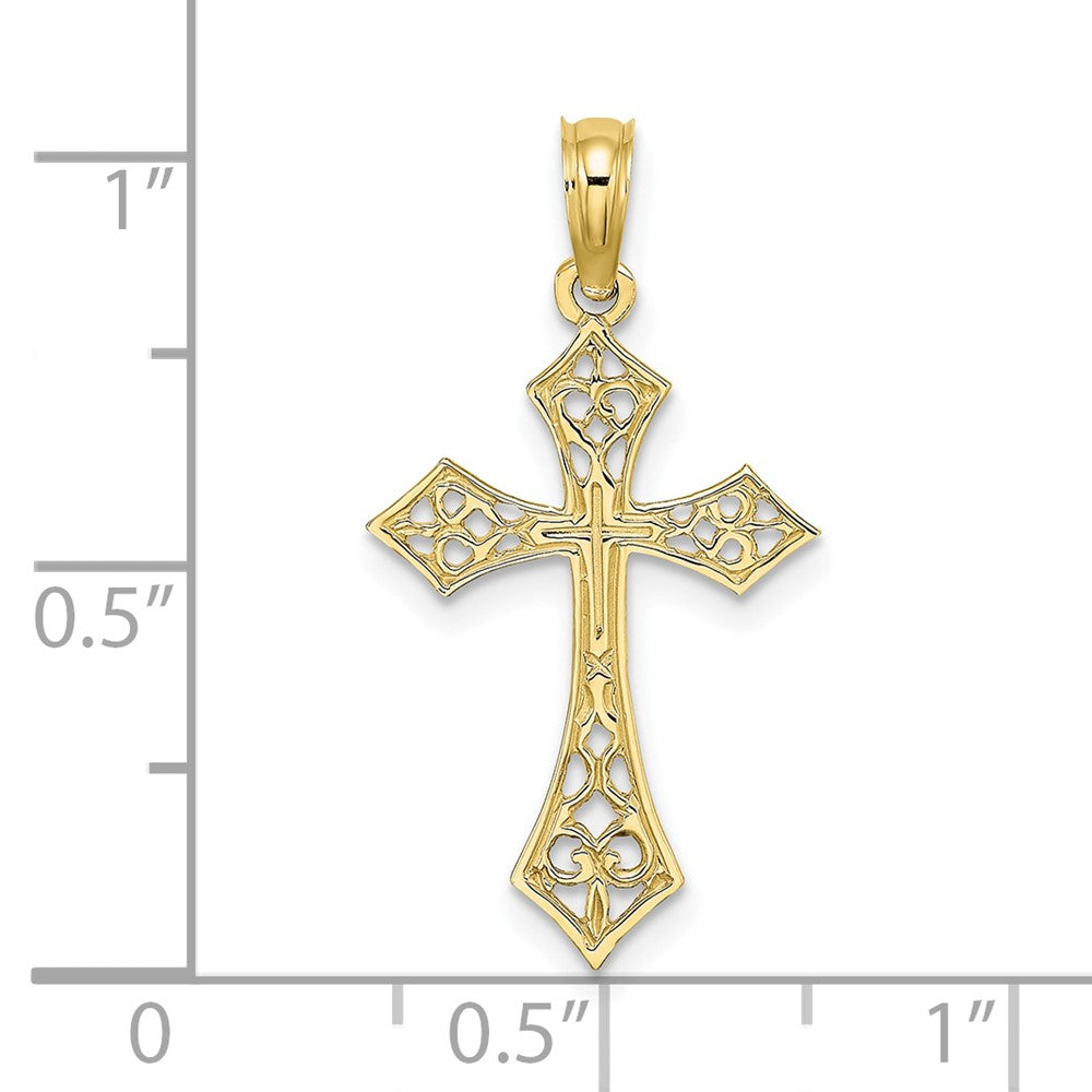 10k Yellow Gold 14 mm Filigree Cross Charm (0.56 grams)