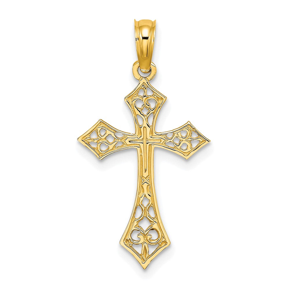 10k Yellow Gold 14 mm Filigree Cross Charm (0.56 grams)