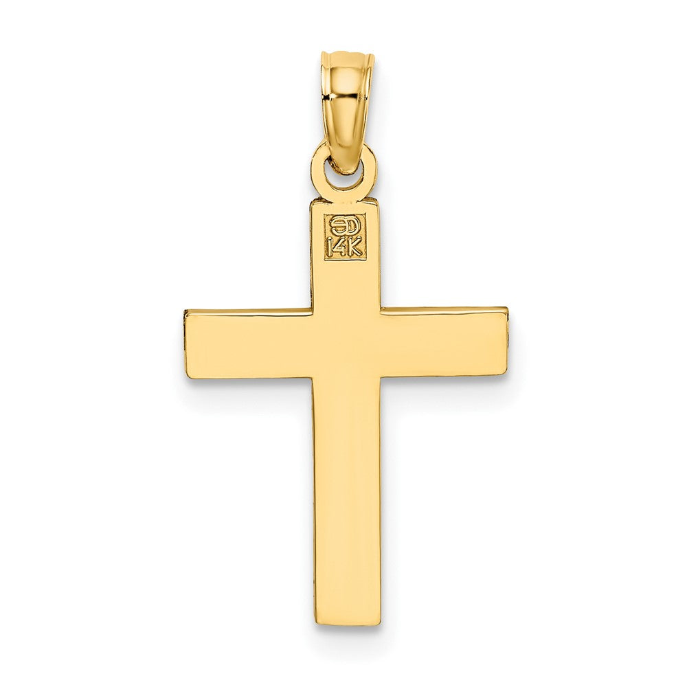 10k Yellow Gold 15 mm D/C Block Cross Charm (1.05 grams)