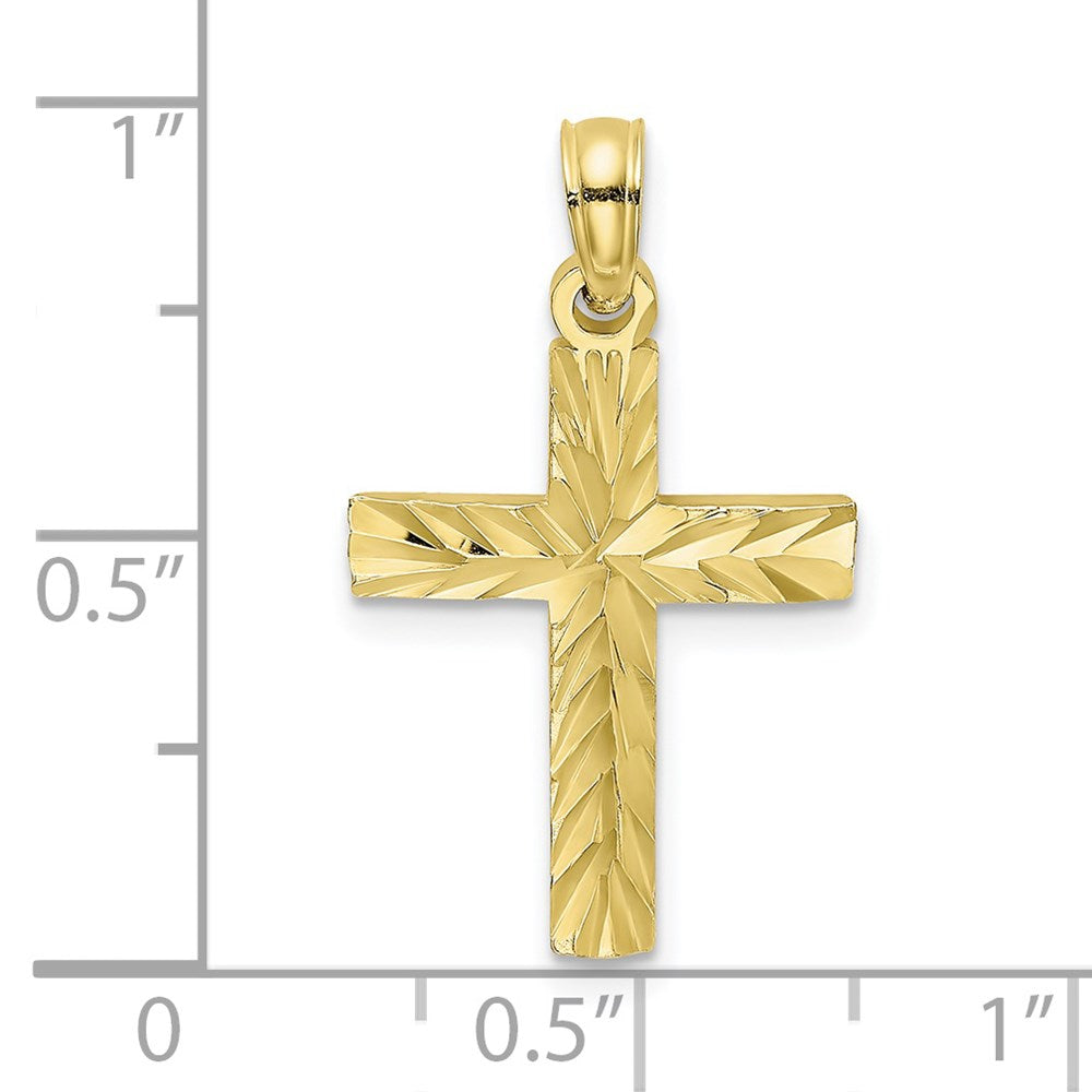 10k Yellow Gold 15 mm D/C Block Cross Charm (1.05 grams)