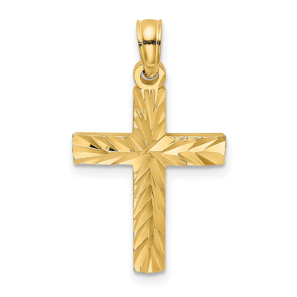 10k Yellow Gold 15 mm D/C Block Cross Charm (1.05 grams)