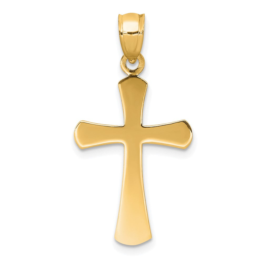 10k Yellow Gold 12 mm Polished Beveled Cross w/ Round Tips Charm (1.38 grams)