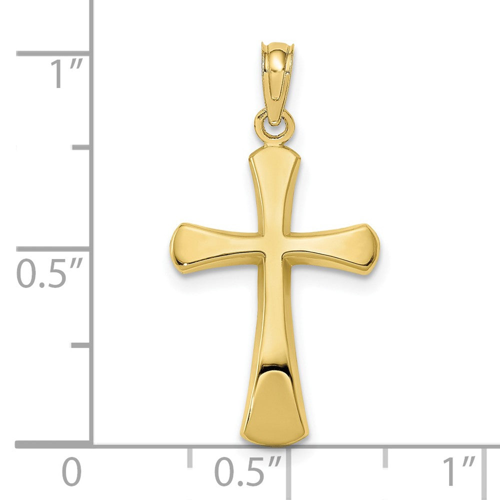 10k Yellow Gold 12 mm Polished Beveled Cross w/ Round Tips Charm (1.38 grams)