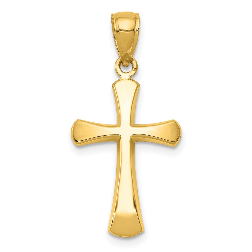 10k Yellow Gold 12 mm Polished Beveled Cross w/ Round Tips Charm (1.38 grams)