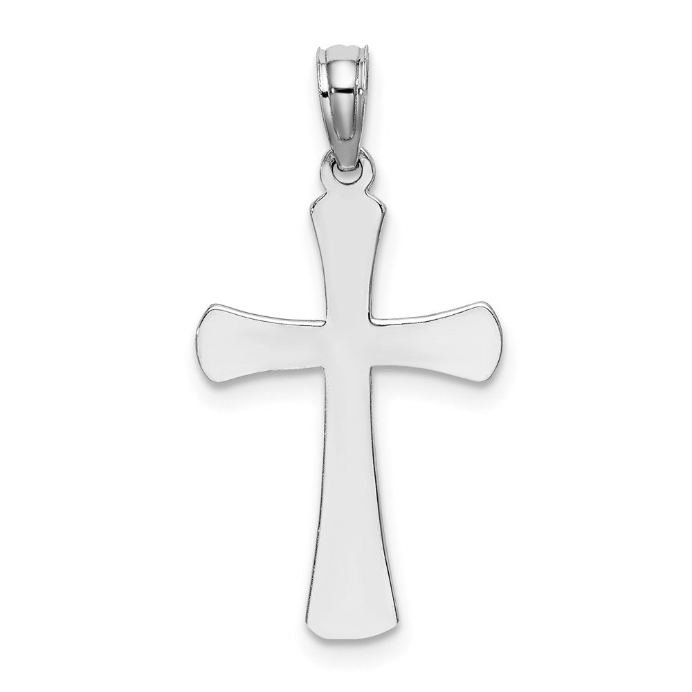 10k White Gold 12 mm  Polished Beveled Cross w/ Round Tips Charm (1.36 grams)