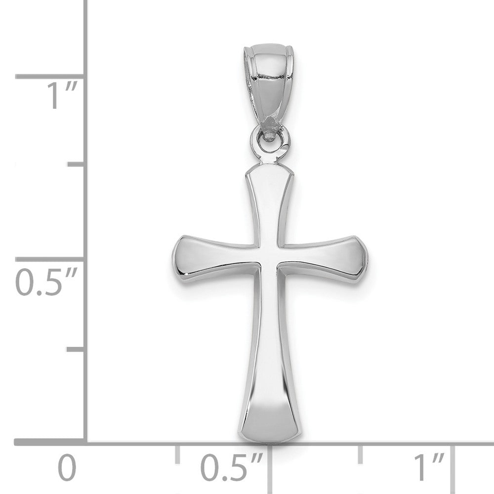 10k White Gold 12 mm  Polished Beveled Cross w/ Round Tips Charm (1.36 grams)