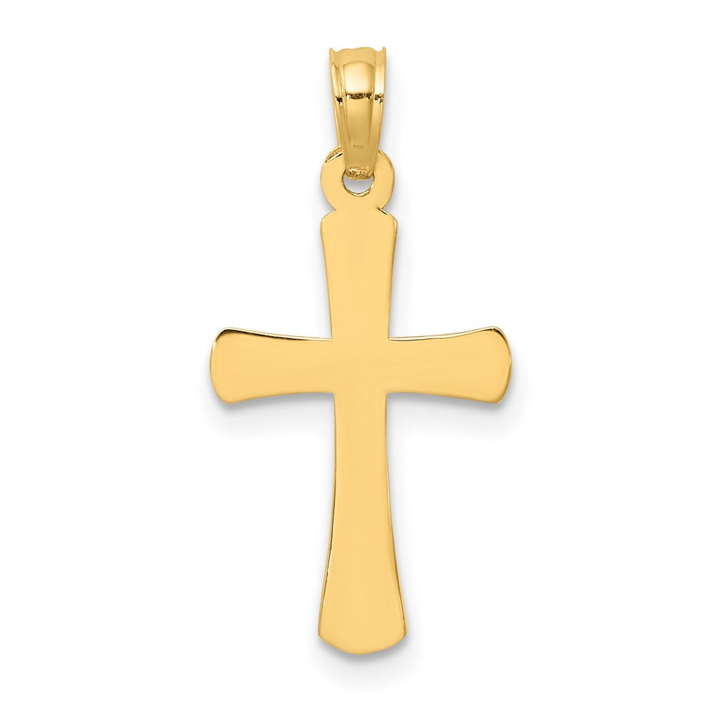 10k Yellow Gold 10 mm Polished Beveled Cross w/ Round Tips Charm (0.85 grams)