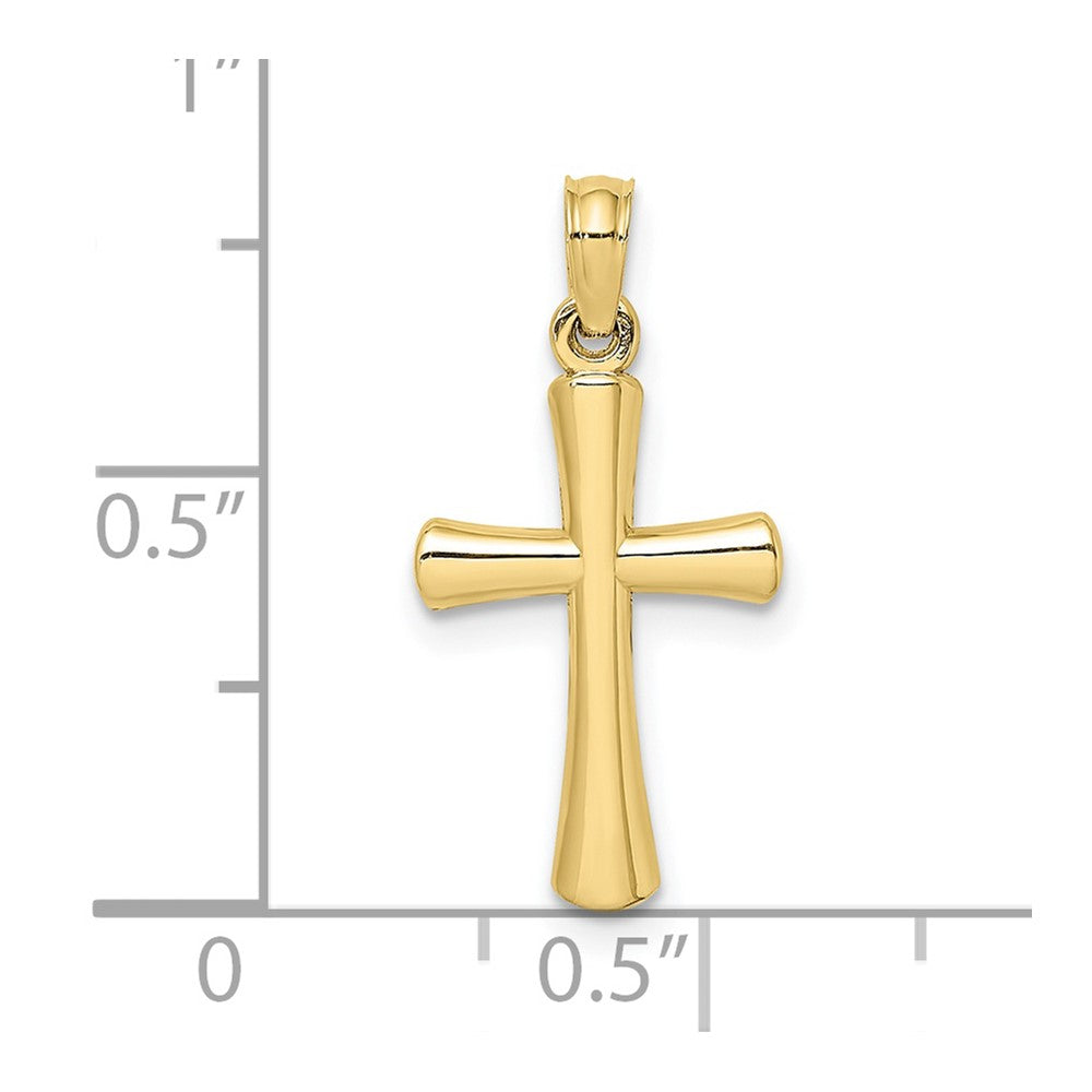 10k Yellow Gold 10 mm Polished Beveled Cross w/ Round Tips Charm (0.85 grams)