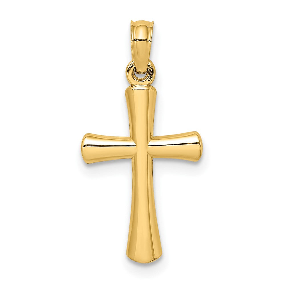 10k Yellow Gold 10 mm Polished Beveled Cross w/ Round Tips Charm
