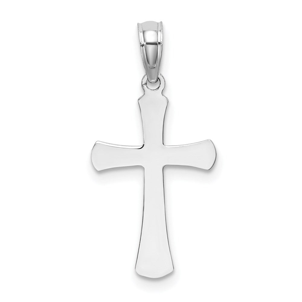 10k White Gold 10 mm  Polished Beveled Cross w/ Round Tips Charm (0.84 grams)