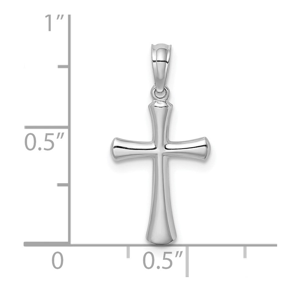 10k White Gold 10 mm  Polished Beveled Cross w/ Round Tips Charm (0.84 grams)